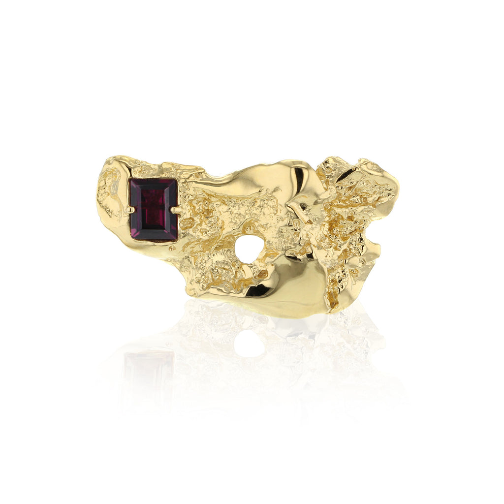 Liquefaction Gold Plated Brooche w. Purple Zirconia