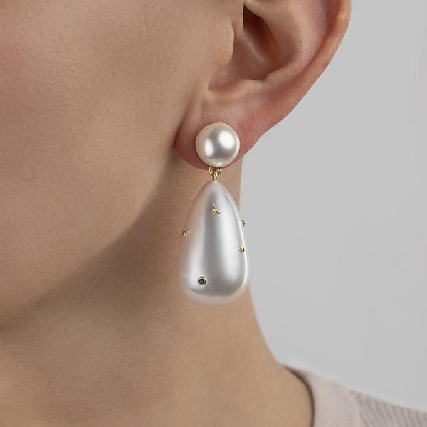 Drop Stars White Gold Plated Earrings