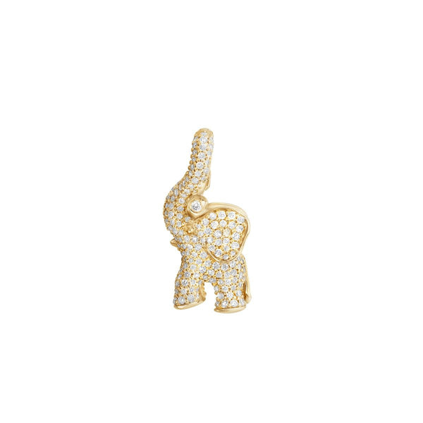 Medium Elephant Charm Pavé 18K Gold Pendant w. Diamonds