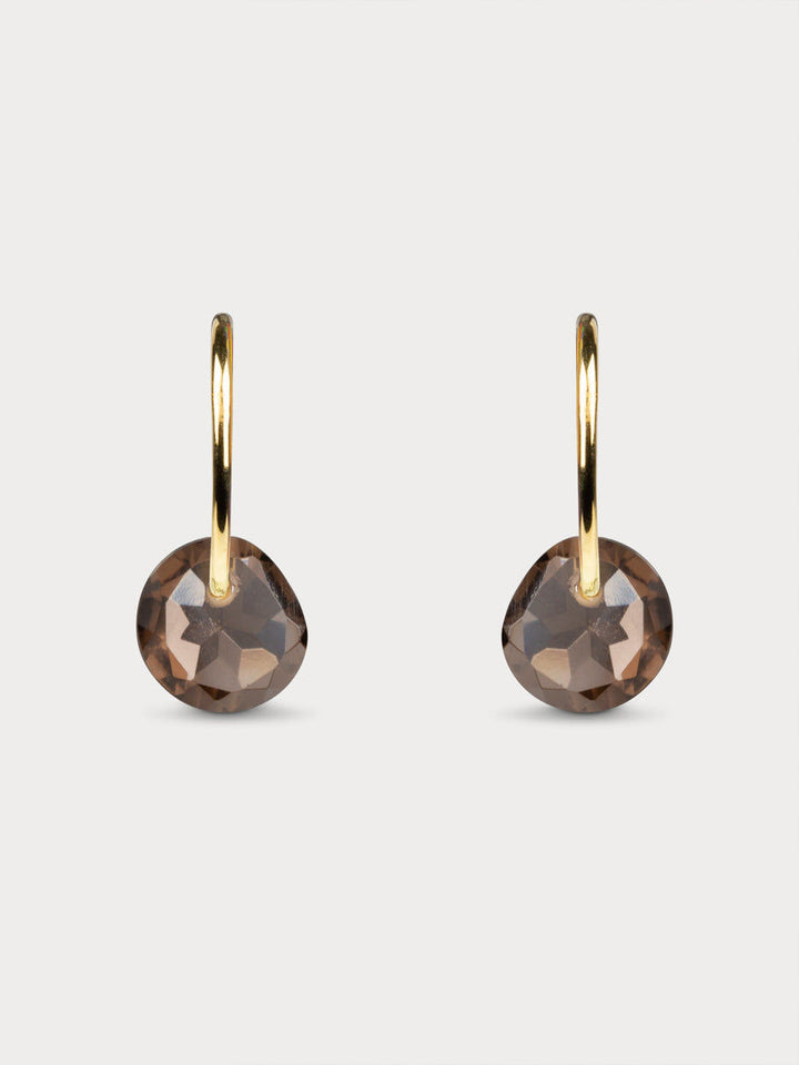 Rose Cut Smokey Quartz Hoops