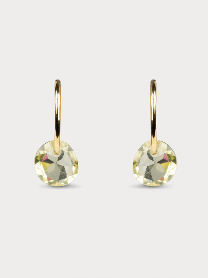 Rose Cut Lemon Quartz Hoops