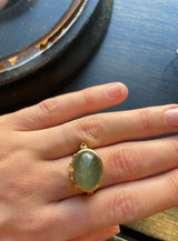 Cocktail 18K & 22K Gold Ring w. Beryl, Ruby & Diamonds