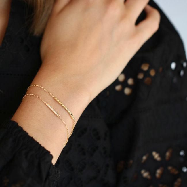 Rock Beads me 18K Gold Bracelet w. Diamond