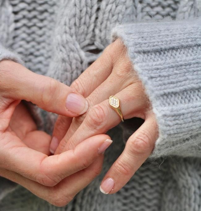 Rock Signet 18K Guld Ring m. Diamanter