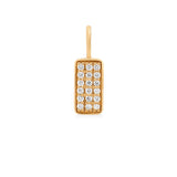 Rock Square 18K Gold Pendant w. Diamonds