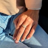 Rock Firkantet 18K Guld Ring m. Diamanter