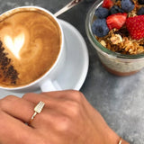 Rock Firkantet 18K Guld Ring m. Diamanter