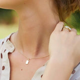 Rock Square 18K Gold Pendant w. Diamond