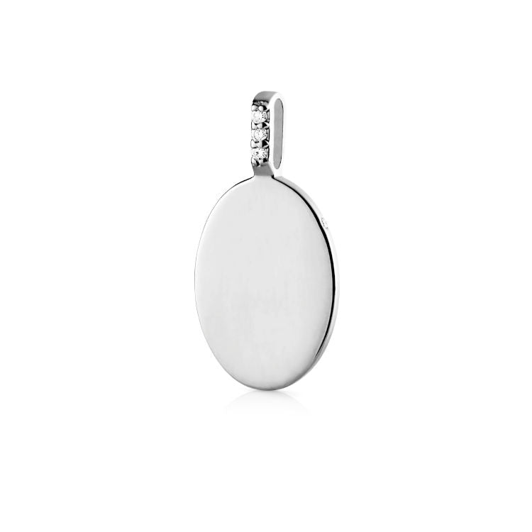 Rock Signet 18K Whitegold Pendant w. Diamonds