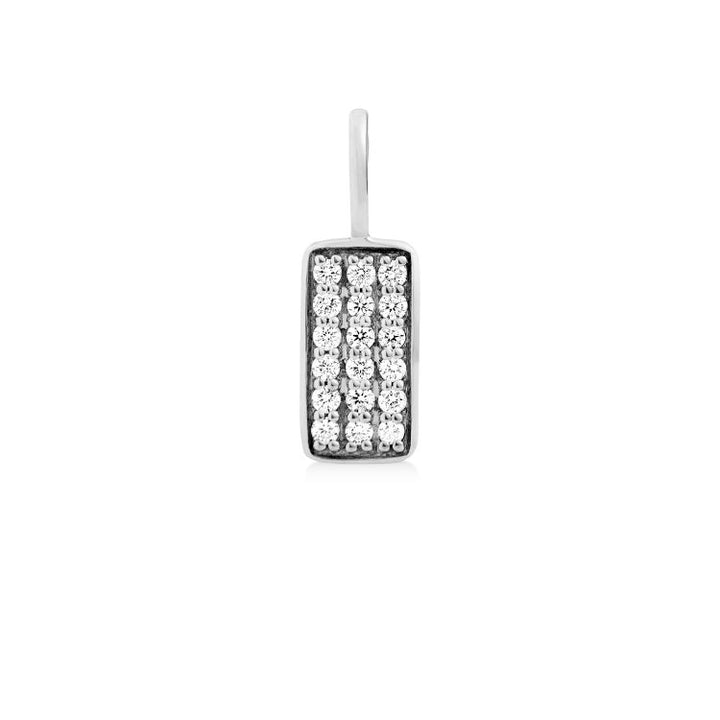 Rock Square 18K Whitegold Pendant w. Diamonds