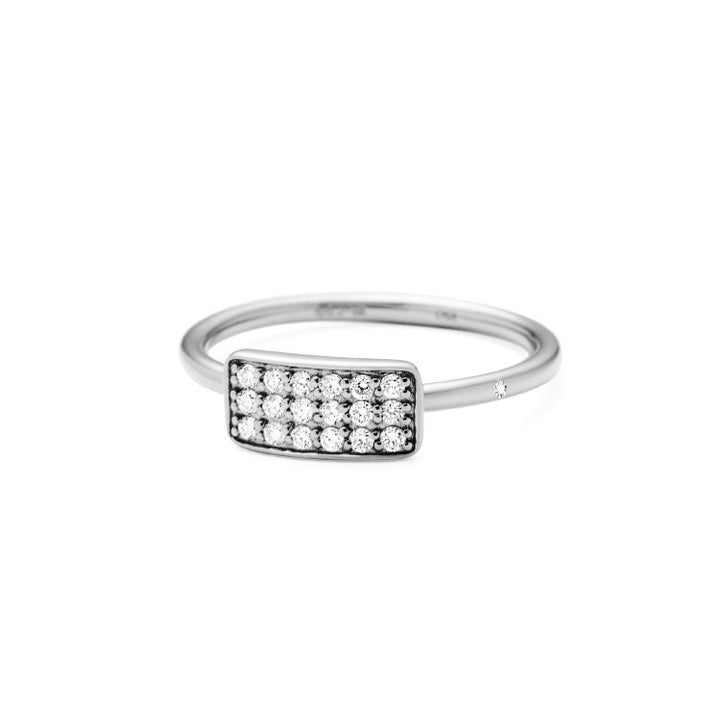 Rock Square Ring aus 18K Weißgold I Diamanten