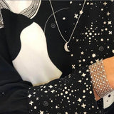 Universe Moon and Star 18K Gold, Rosegold or Whitegold Necklace