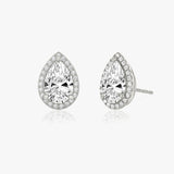 Pear Halo 14K Gold Studs w. Lab-Grown Diamonds