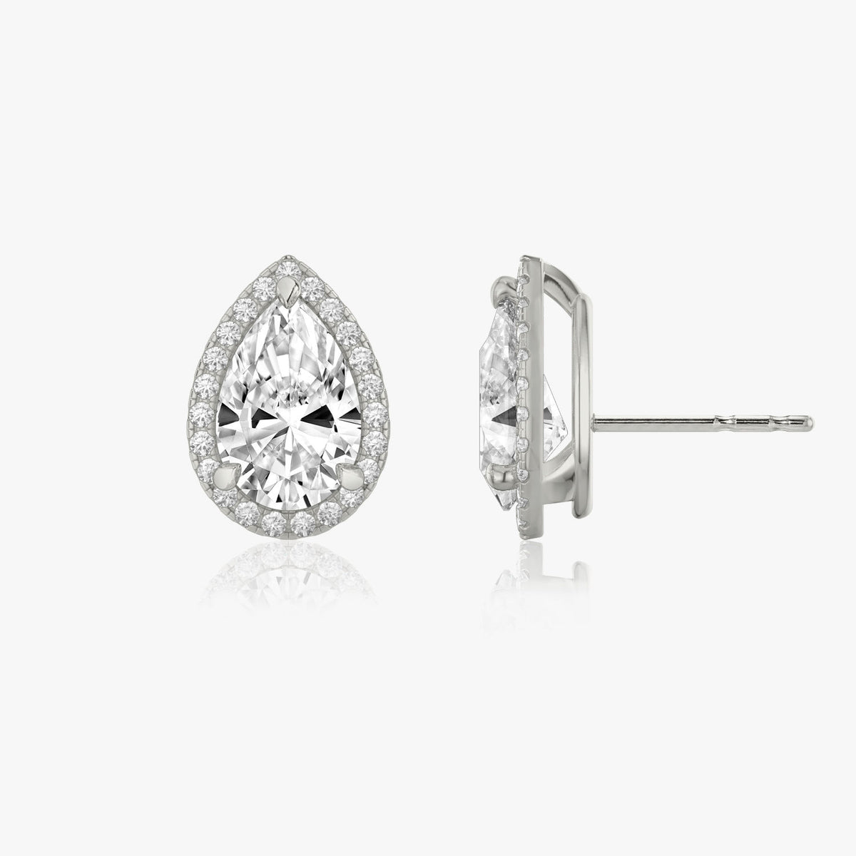 Ohrstecker aus 14K Weißgold I Birnen-Halo I Labor-Diamanten