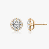 Brilliant Rund Halo 14K Rosaguld Ørestikkere m. Lab-Grown Diamanter
