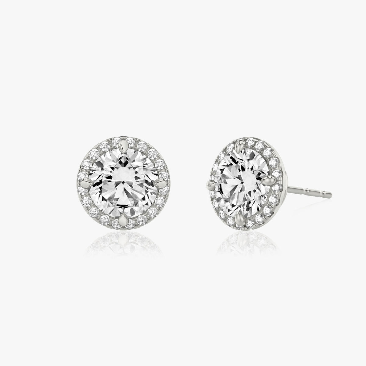 Gold-Ohrstecker aus 14K I Labor-Diamanten I Runder Brilliant I Halo-Design