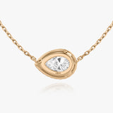 Pear Halo 14K Rosegold Necklace w. Lab-Grown Diamonds