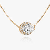 Pear Halo 14K Rosegold Necklace w. Lab-Grown Diamonds