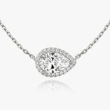 Pear Halo 14K Rosegold Necklace w. Lab-Grown Diamonds