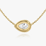 Halskette aus 14K Gelbgold I Birnen-Halo I Labor-Diamanten