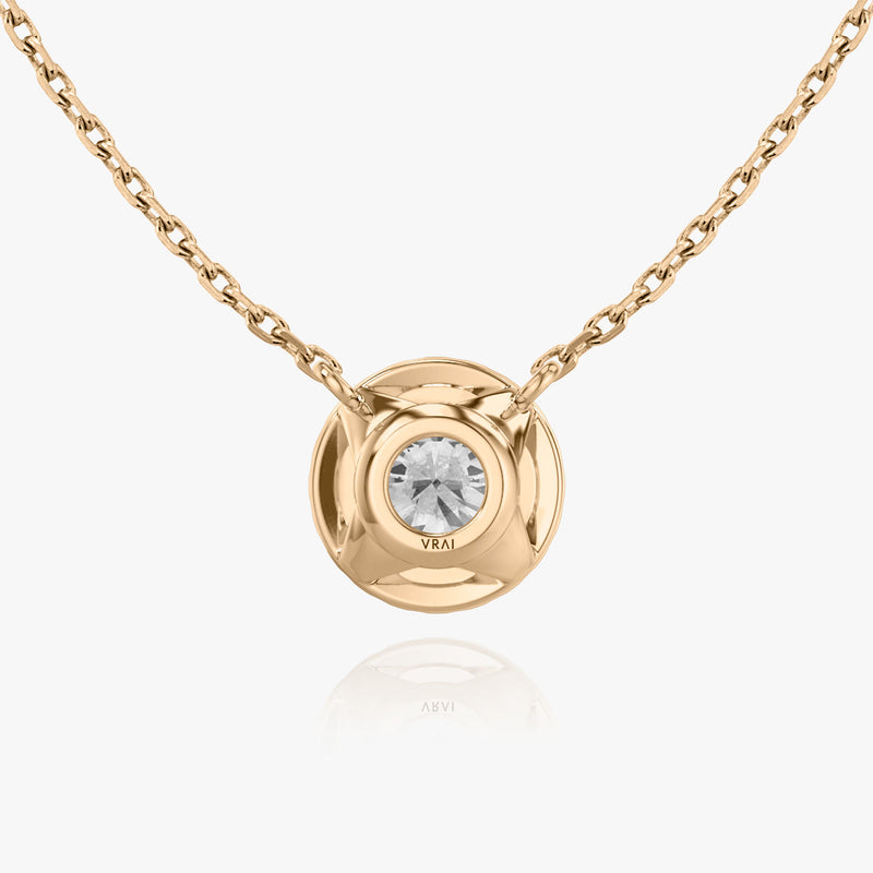 Brilliant Round Halo 14K Rosegold Necklace w. Lab-Grown Diamonds