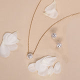 Brilliant Round Halo 14K Gold Necklace w. Lab-Grown Diamonds