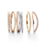 Love Bands Curved 18K Whitegold Ring w. Diamonds