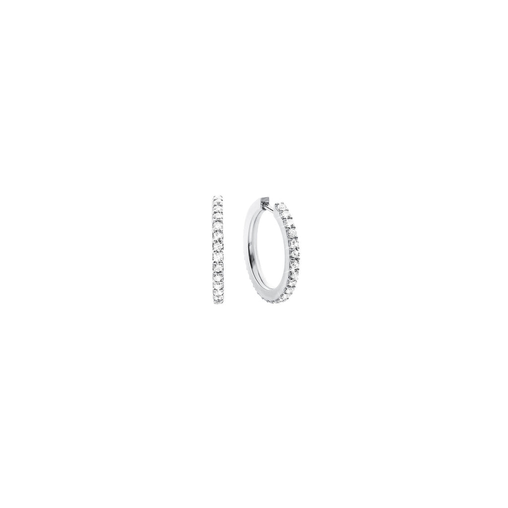 Small Love Bands 18K Whitegold Hoops w. Diamonds