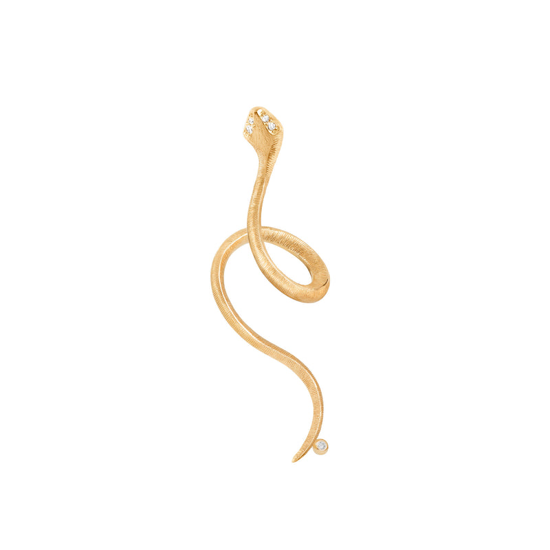 Snake 18K Gold Earring w. Diamonds