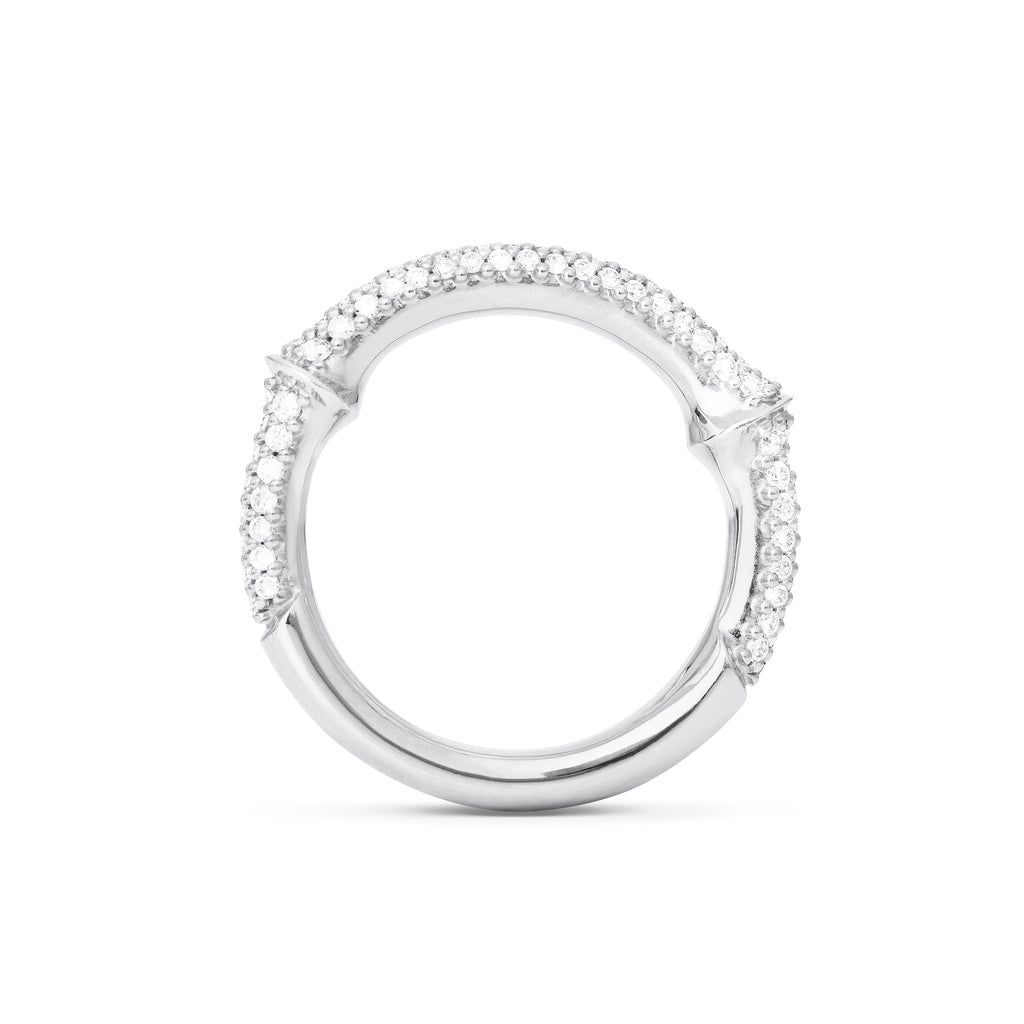 Nature Half Pavé 18K Whitegold Ring w. Diamonds