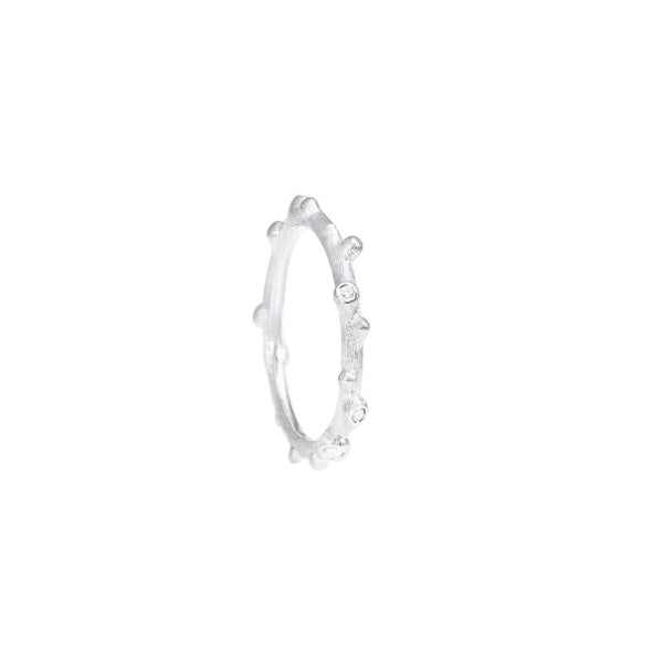 Nature 18K Hvidguld Ring m. Diamanter