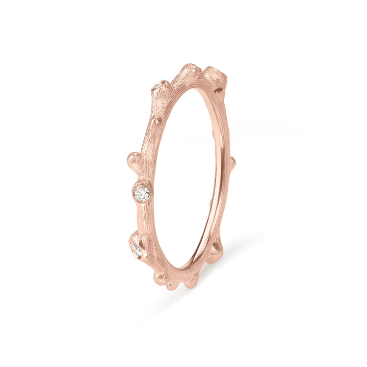 Nature Ring 18K Rosaguld Ring m. Diamanter
