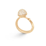 Medium Lotus Pavé 18K Guld Ring m. Diamanter