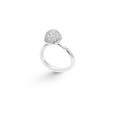 Large Lotus Pavé 18K Whitegold Ring w. Diamonds
