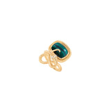 Snakes Petite 18K Gold Ring w. Diamonds & Malachite