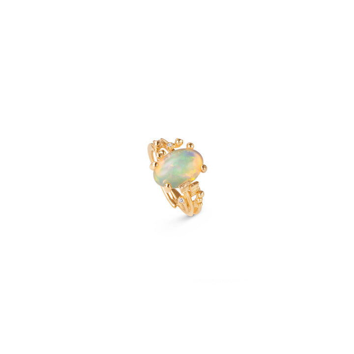 BoHo Lille 18K Guld Ring m. Diamanter & Opal