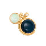 Lotus 18K Gold Studs w. Opal, Topaz & Diamond