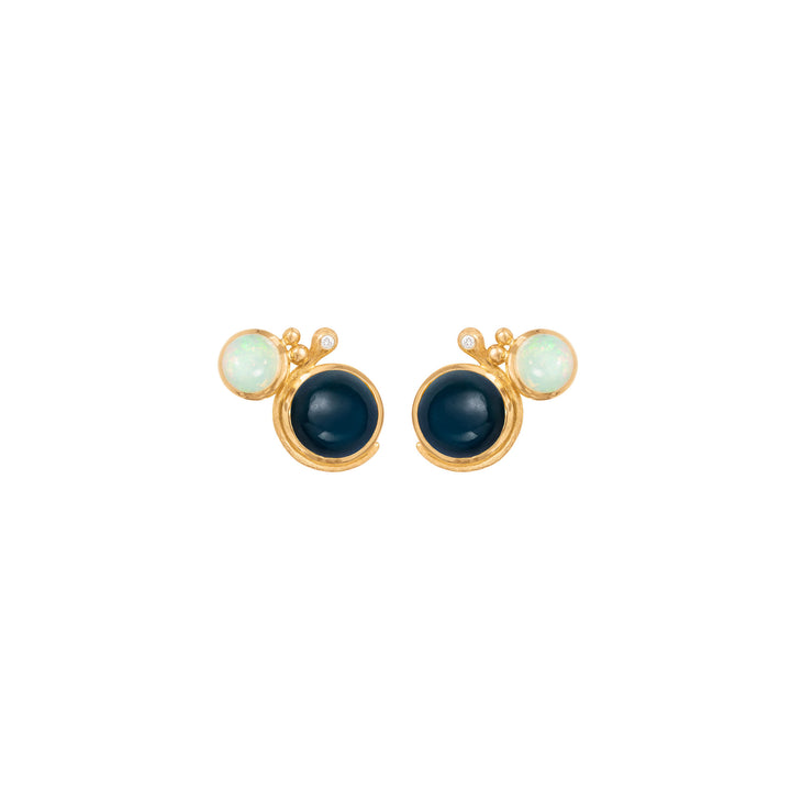 Lotus 18K goldene Ohrstecker I Opal, Topas & Diamant