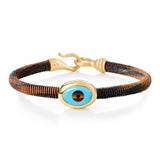 Life 6mm Maroon 18K Gold Bracelet w. Evil Eye