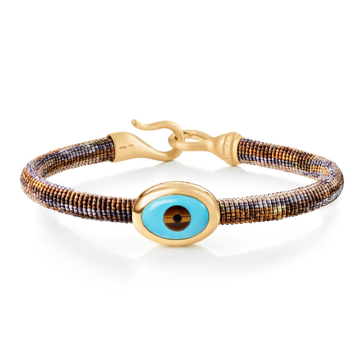 Life 6mm Velvet 18K Gold Bracelet w. Evil Eye
