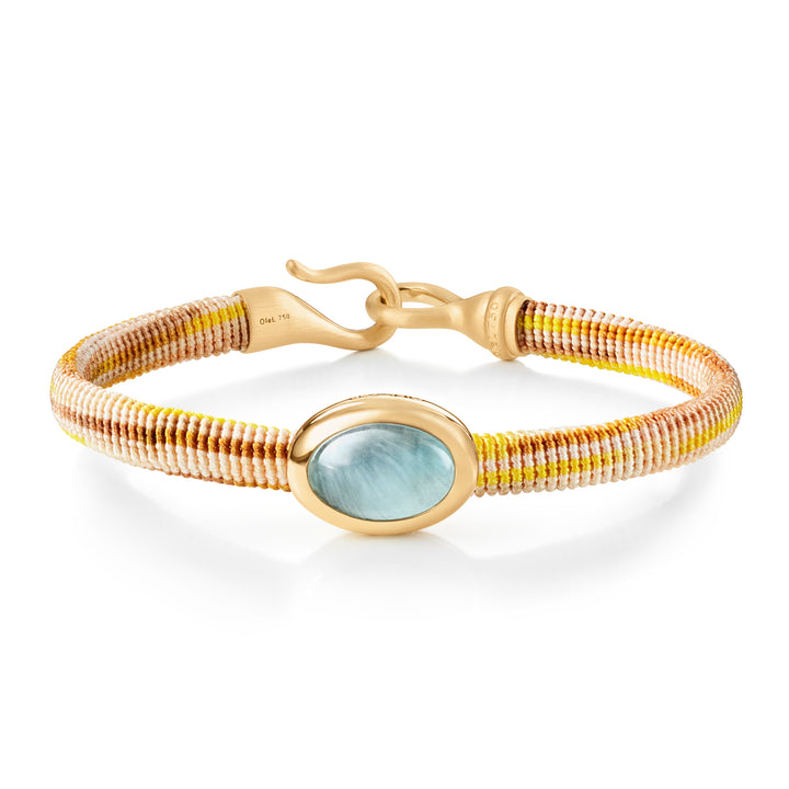 Life 6mm Golden 18K Gold Bracelet w. Aquamarine