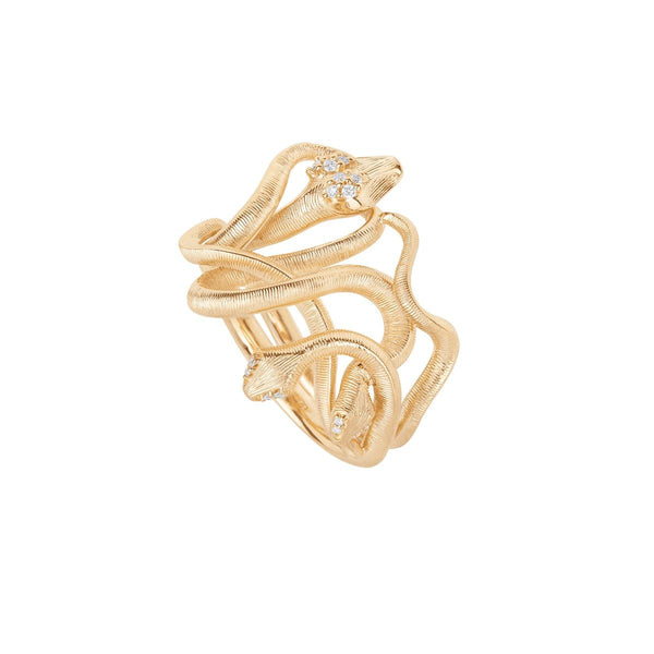 Snakes Medusa 18K Guld Ring m. Diamanter