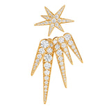 Funky Shooting Stars 5-pointed 18K Gold Earring-pendant w. Diamonds