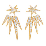 Funky Shooting Stars 5-pointed 18K Gold Earring-pendant w. Diamonds