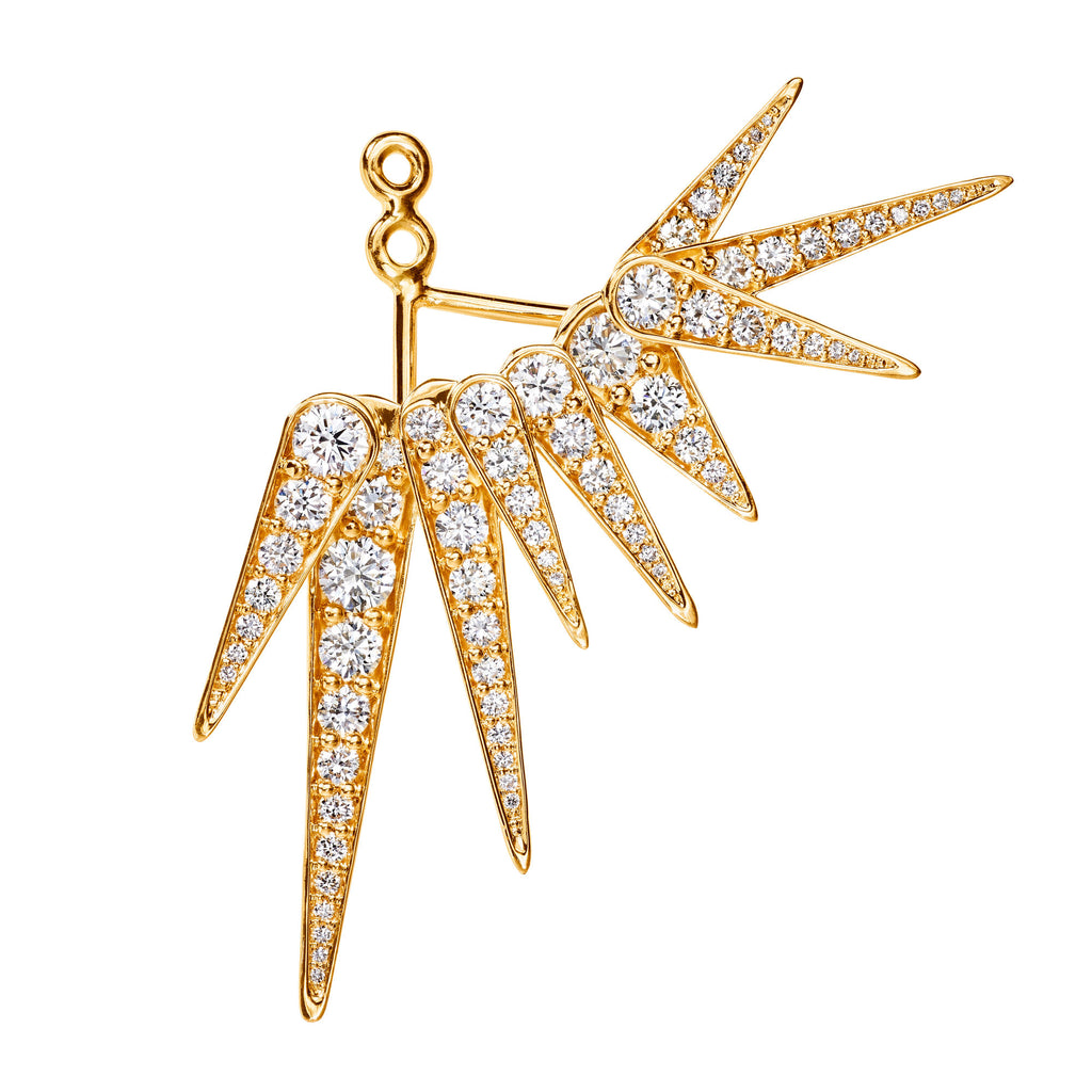 Funky Shooting Stars 9-pointed 18K Gold Earring-pendant w. Diamonds