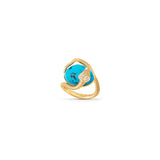 Snakes 18K Gold Ring w. Diamonds & Turquoise
