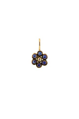 Forget Me Not Flower 18K Gold Pendant w. Topaz