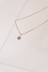 Forget Me Not Flower 18K Gold Pendant w. Topaz