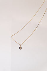 Forget Me Not Flower 18K Gold Pendant w. Topaz