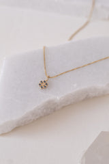 Forget Me Not Flower 18K Gold Pendant w. Topaz